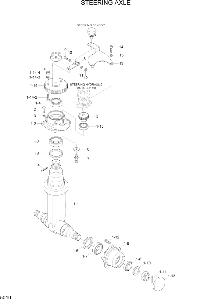 Схема запчастей Hyundai 15/18/20BT - PAGE 5010 STEERING AXLE РУЛЕВОЕ & СИСТЕМА УПРАВЛЕНИЯ