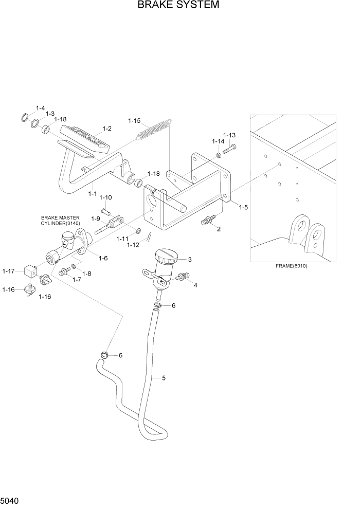 Схема запчастей Hyundai 15/18/20BT - PAGE 5040 BRAKE SYSTEM РУЛЕВОЕ & СИСТЕМА УПРАВЛЕНИЯ