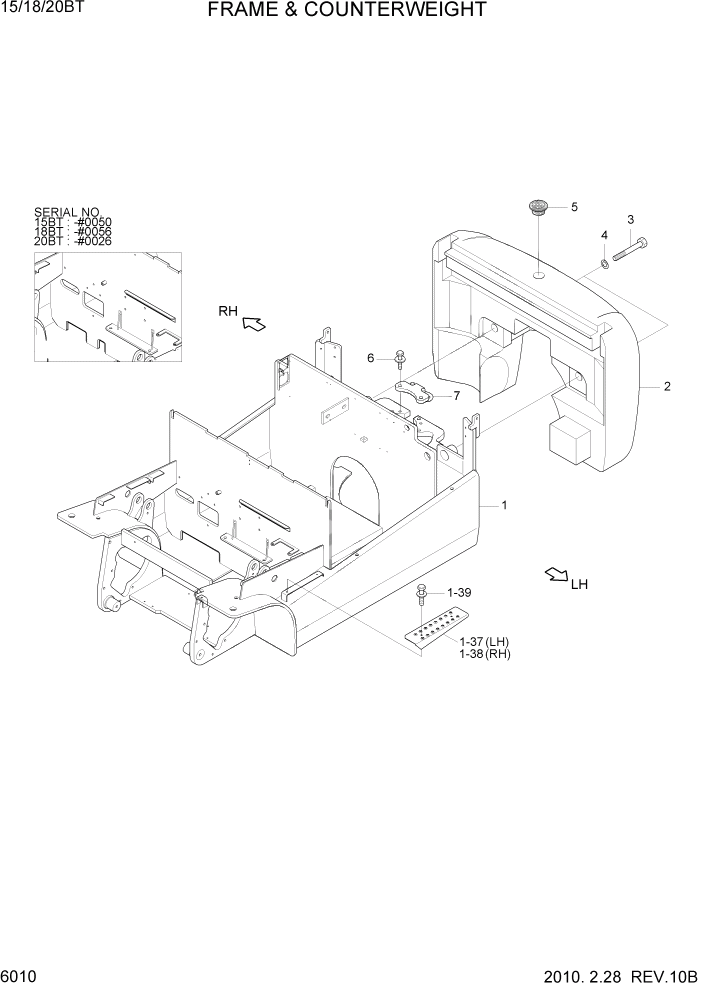 Схема запчастей Hyundai 15/18/20BT - PAGE 6010 FRAME & COUNTERWEIGHT СТРУКТУРА