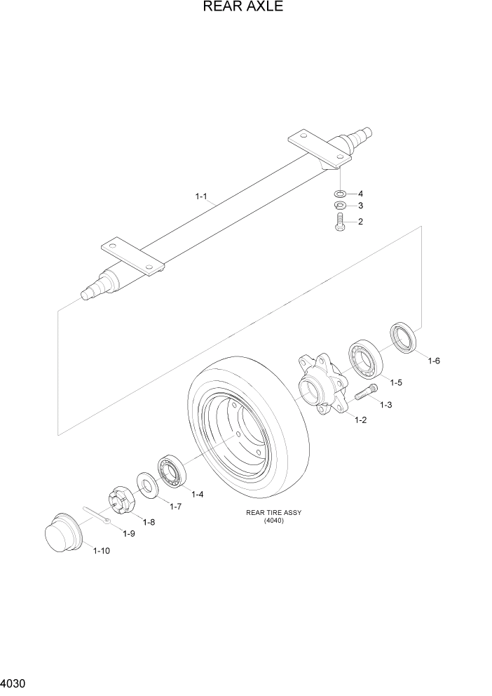 Схема запчастей Hyundai 15P/15P-7/40T/40T-7 - PAGE 4030 REAR AXLE СИСТЕМА УПРАВЛЕНИЯ