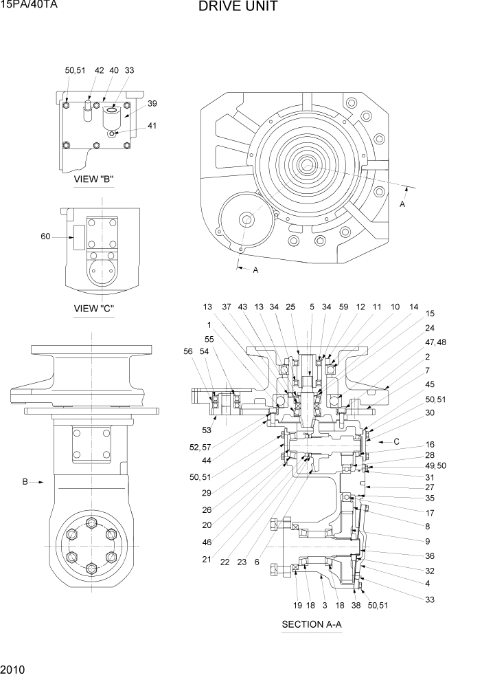 Схема запчастей Hyundai 15PA/40TA - PAGE 2010 DRIVE UNIT СИЛОВАЯ СИСТЕМА