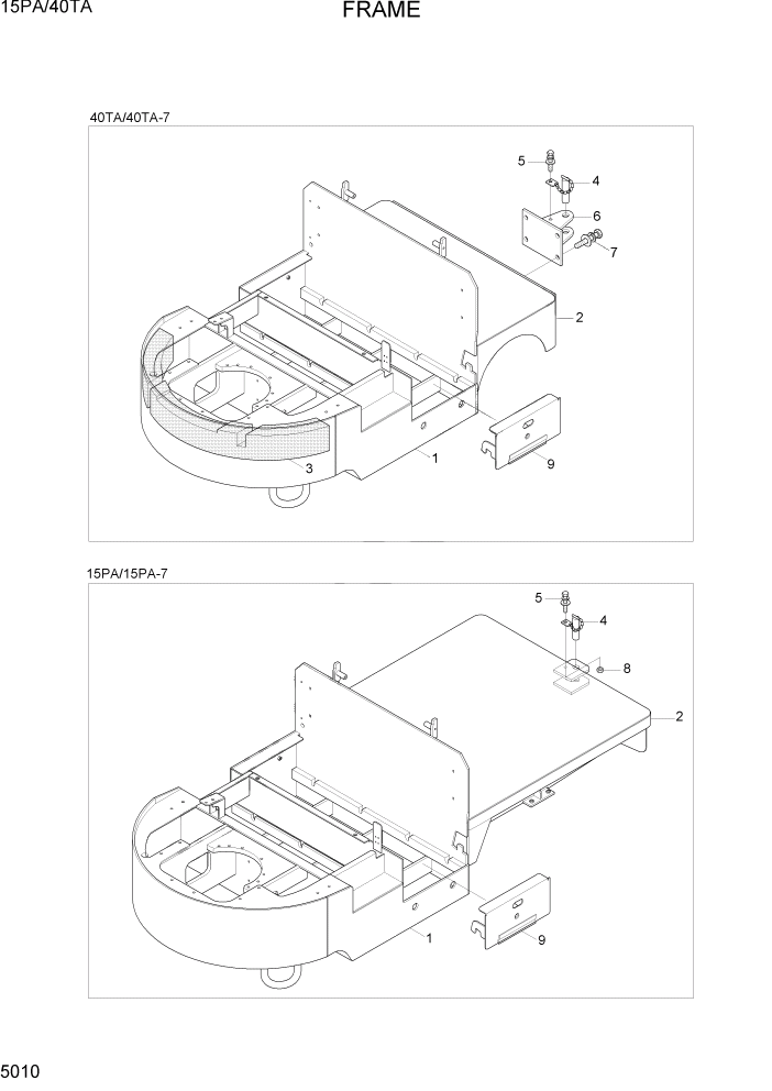 Схема запчастей Hyundai 15PA/40TA - PAGE 5010 FRAME РАМА & КОРПУС