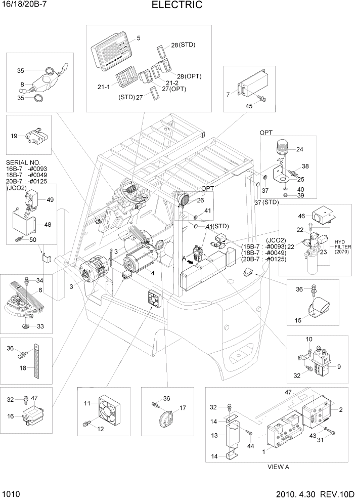 Схема запчастей Hyundai 16/18/20B-7 - PAGE 1010 ELECTRIC ЭЛЕКТРИЧЕСКАЯ СИСТЕМА