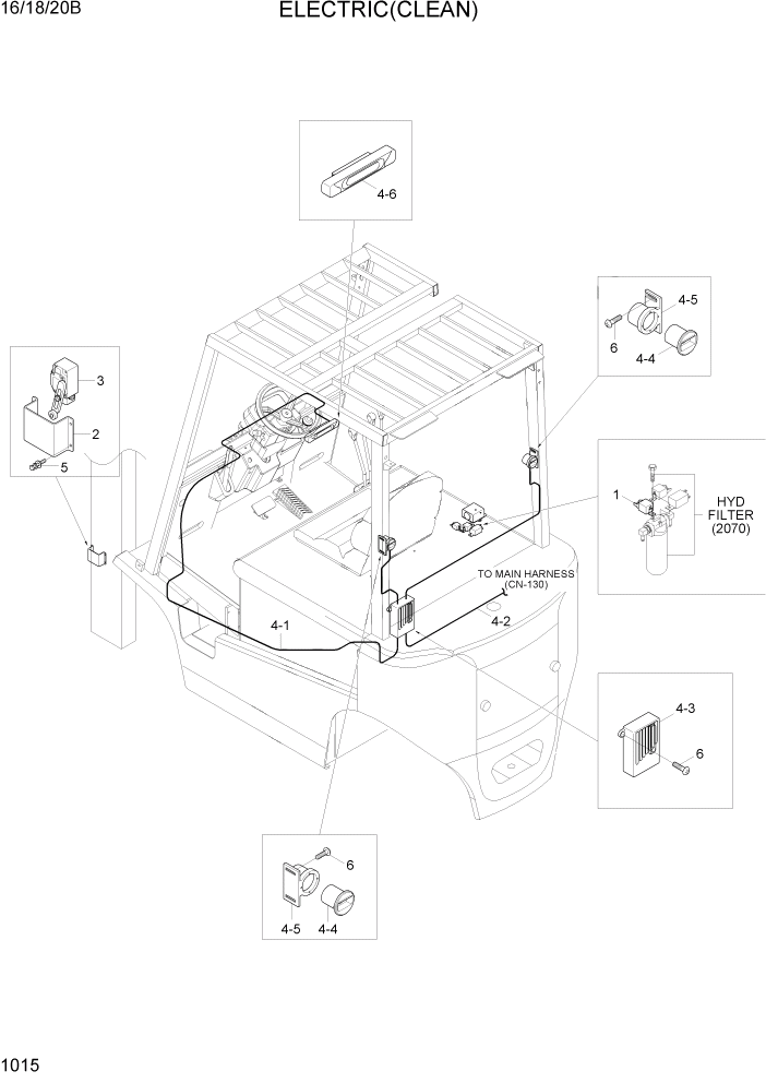 Схема запчастей Hyundai 16/18/20B-7 - PAGE 1015 ELECTRIC(CLEAN) ЭЛЕКТРИЧЕСКАЯ СИСТЕМА