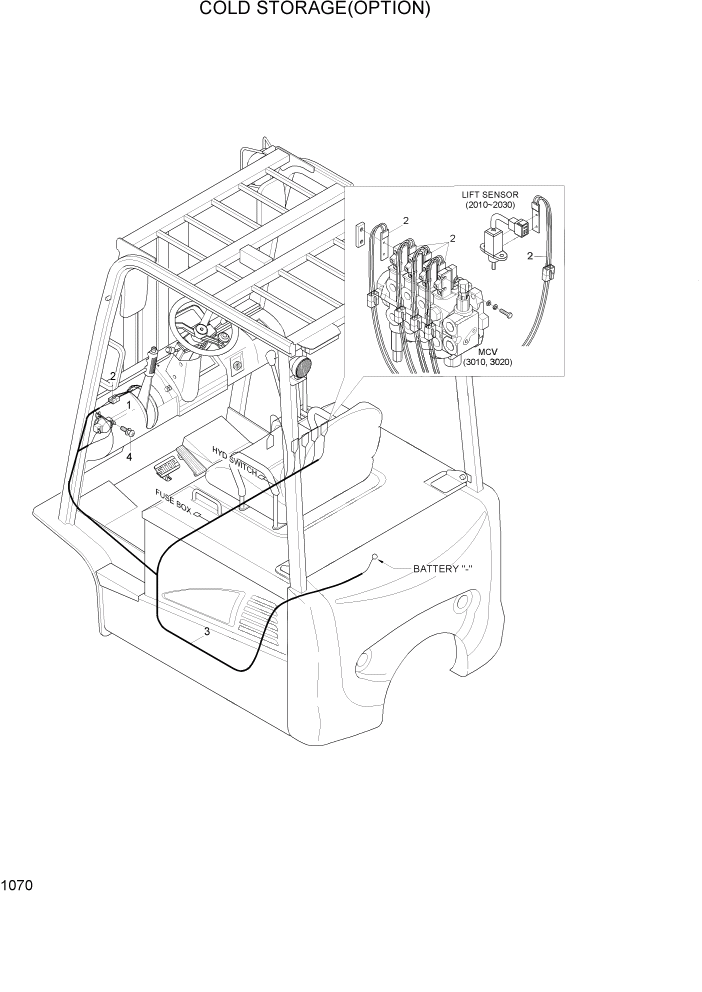 Схема запчастей Hyundai 16/18/20B-7 - PAGE 1070 COLD STORAGE(OPTION) ЭЛЕКТРИЧЕСКАЯ СИСТЕМА