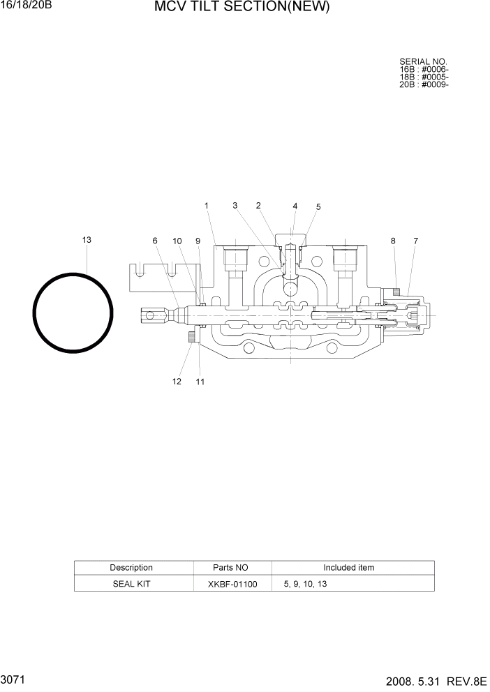 Схема запчастей Hyundai 16/18/20B-7 - PAGE 3071 MCV TILT SECTION(NEW) ГИДРАВЛИЧЕСКИЕ КОМПОНЕНТЫ