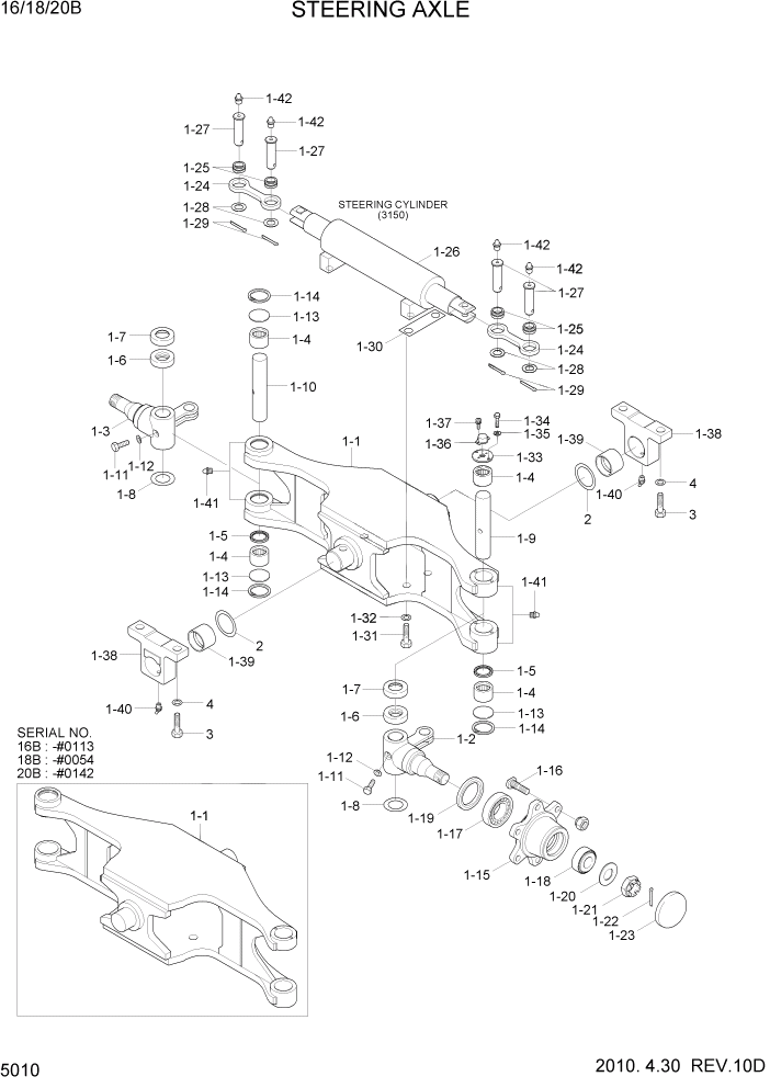 Схема запчастей Hyundai 16/18/20B-7 - PAGE 5010 STEERING AXLE РУЛЕВОЕ & СИСТЕМА УПРАВЛЕНИЯ