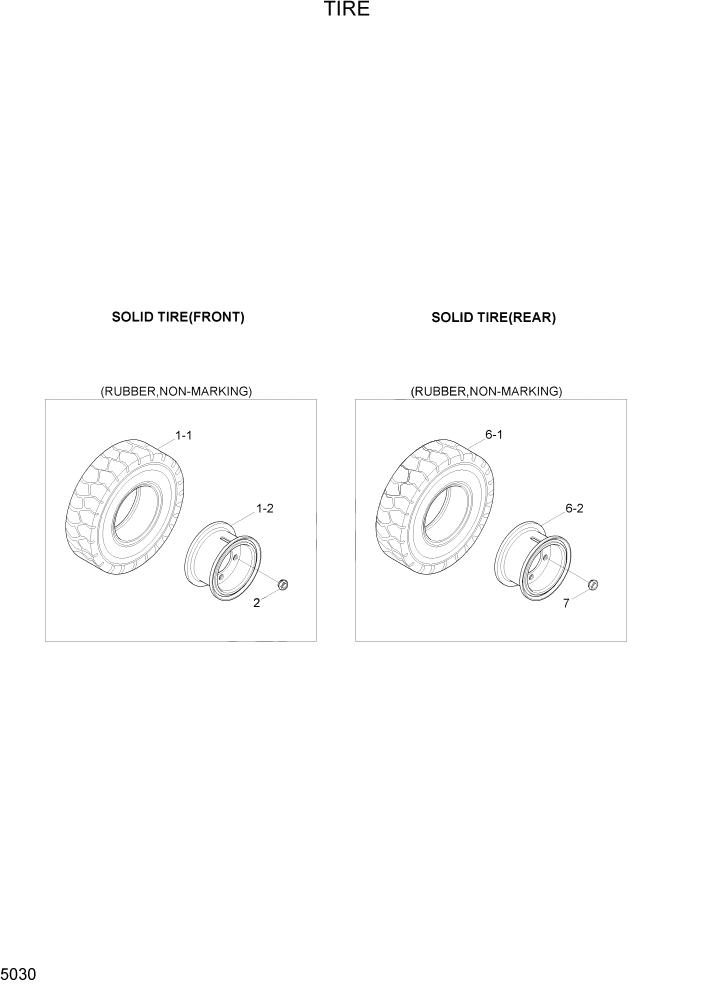 Схема запчастей Hyundai 16/18/20B-7 - PAGE 5030 TIRE РУЛЕВОЕ & СИСТЕМА УПРАВЛЕНИЯ