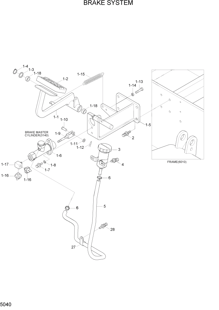 Схема запчастей Hyundai 16/18/20B-7 - PAGE 5040 BRAKE SYSTEM РУЛЕВОЕ & СИСТЕМА УПРАВЛЕНИЯ