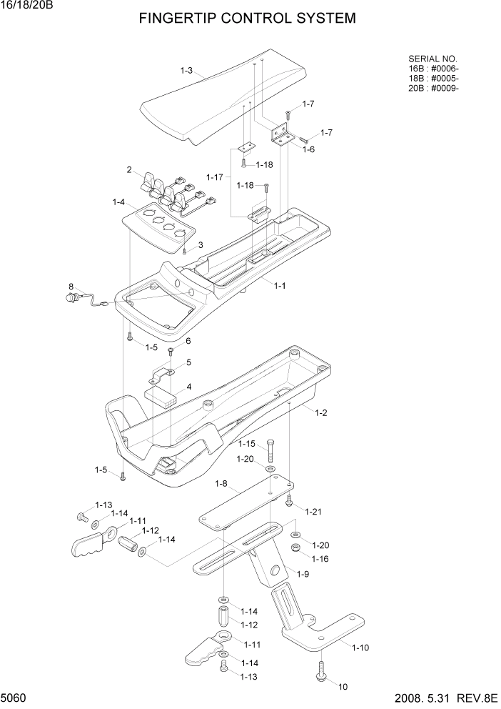 Схема запчастей Hyundai 16/18/20B-7 - PAGE 5060 FINGERTIP CONTROL SYSTEM РУЛЕВОЕ & СИСТЕМА УПРАВЛЕНИЯ