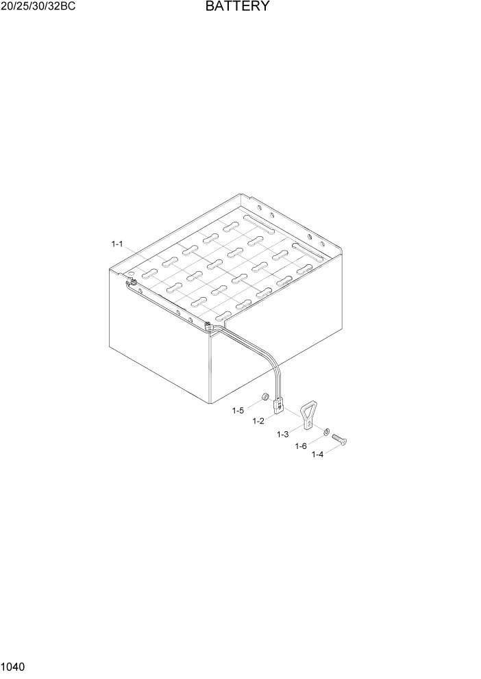 Схема запчастей Hyundai 20BC-7 - PAGE 1040 BATTERY ЭЛЕКТРИЧЕСКАЯ СИСТЕМА