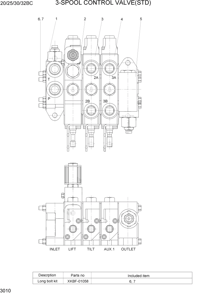 Схема запчастей Hyundai 20BC-7 - PAGE 3010 3-SPOOL CONTROL VALVE(STD) ГИДРАВЛИЧЕСКИЕ КОМПОНЕНТЫ