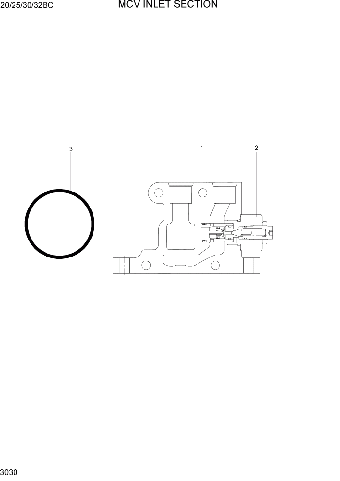 Схема запчастей Hyundai 20BC-7 - PAGE 3030 MCV INLET SECTION ГИДРАВЛИЧЕСКИЕ КОМПОНЕНТЫ