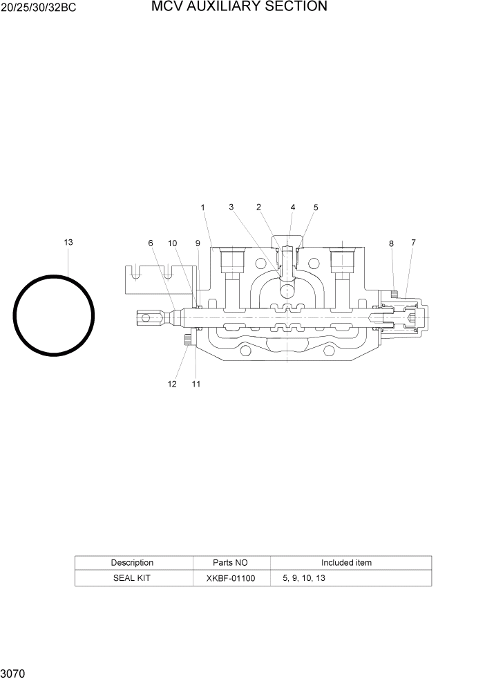 Схема запчастей Hyundai 20BC-7 - PAGE 3070 MCV AUXILIARY SECTION ГИДРАВЛИЧЕСКИЕ КОМПОНЕНТЫ