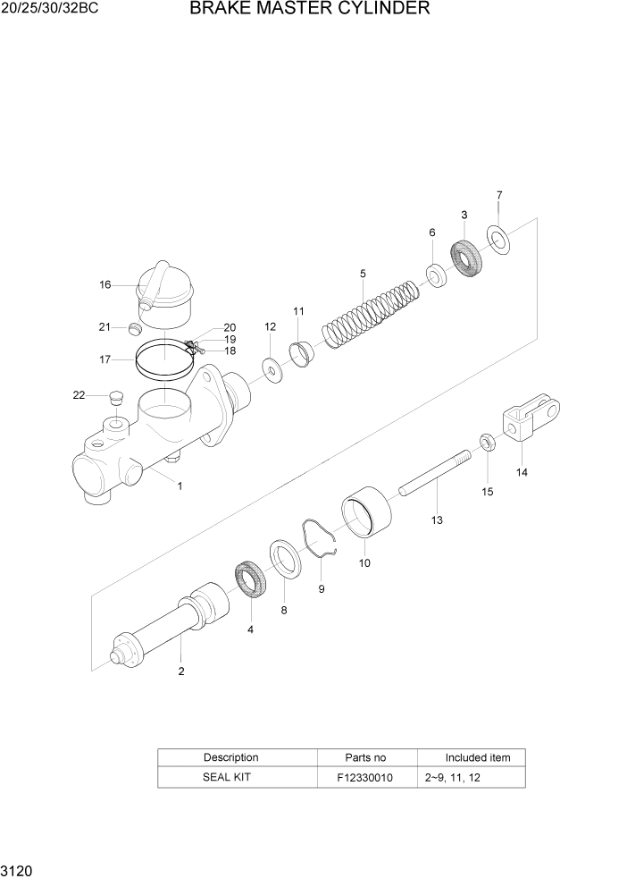 Схема запчастей Hyundai 20BC-7 - PAGE 3120 BRAKE MASTER CYLINDER ГИДРАВЛИЧЕСКИЕ КОМПОНЕНТЫ