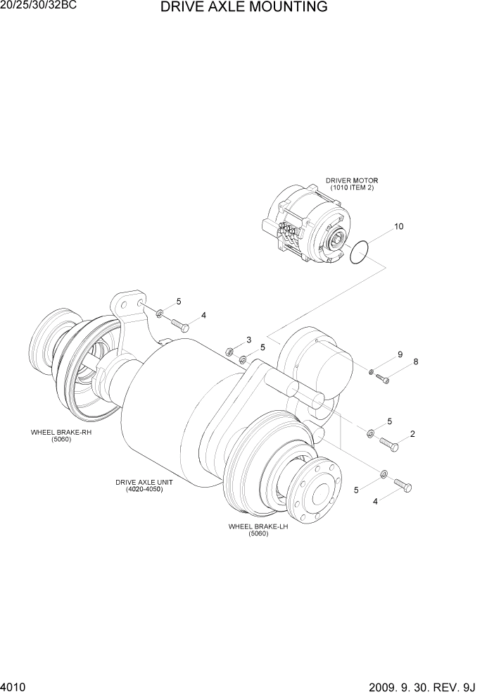 Схема запчастей Hyundai 20BC-7 - PAGE 4010 DRIVE AXLE MOUNTING СИЛОВАЯ СИСТЕМА