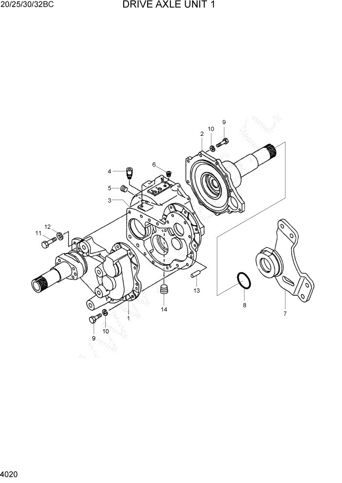 Схема запчастей Hyundai 20BC-7 - PAGE 4020 DRIVE AXLE UNIT 1 СИЛОВАЯ СИСТЕМА