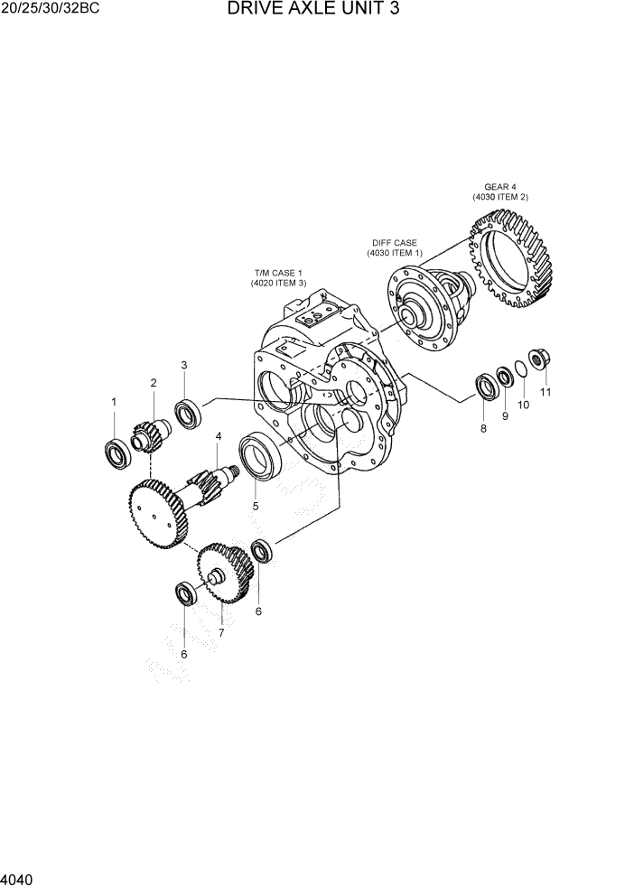 Схема запчастей Hyundai 20BC-7 - PAGE 4040 DRIVE AXLE UNIT 3 СИЛОВАЯ СИСТЕМА