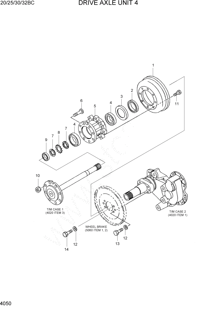 Схема запчастей Hyundai 20BC-7 - PAGE 4050 DRIVE AXLE UNIT 4 СИЛОВАЯ СИСТЕМА