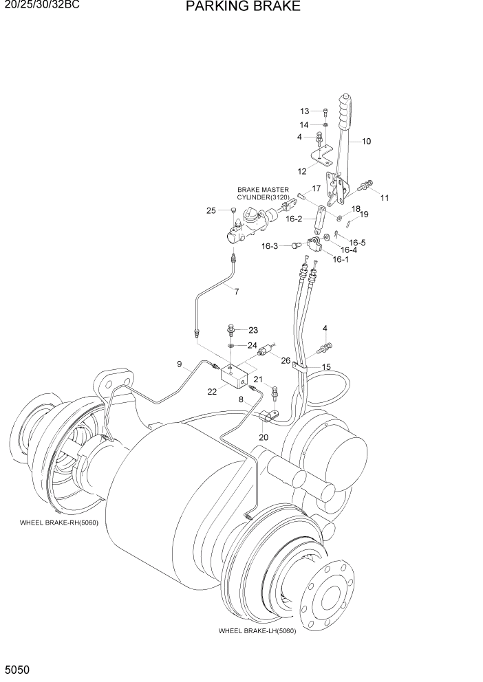 Схема запчастей Hyundai 20BC-7 - PAGE 5050 PARKING BRAKE РУЛЕВОЕ & СИСТЕМА УПРАВЛЕНИЯ