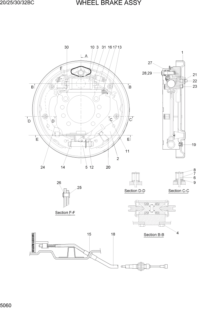 Схема запчастей Hyundai 20BC-7 - PAGE 5060 WHEEL BRAKE ASSY РУЛЕВОЕ & СИСТЕМА УПРАВЛЕНИЯ