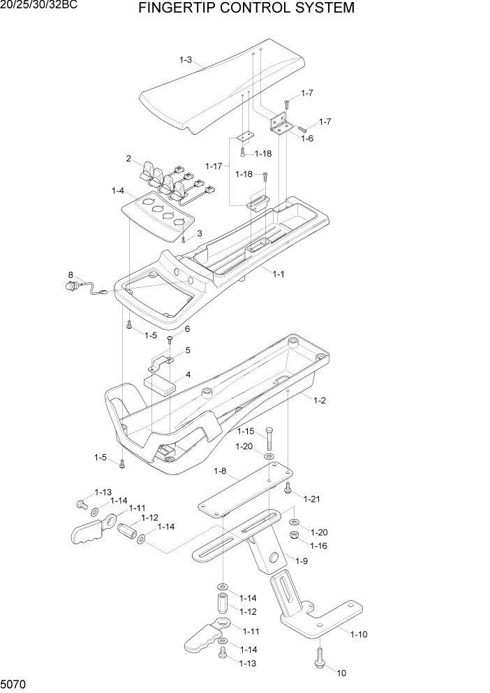 Схема запчастей Hyundai 20BC-7 - PAGE 5070 FINGERTIP CONTROL SYSTEM РУЛЕВОЕ & СИСТЕМА УПРАВЛЕНИЯ