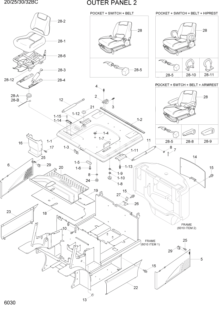 Схема запчастей Hyundai 20BC-7 - PAGE 6030 OUTER PANEL 2 СТРУКТУРА