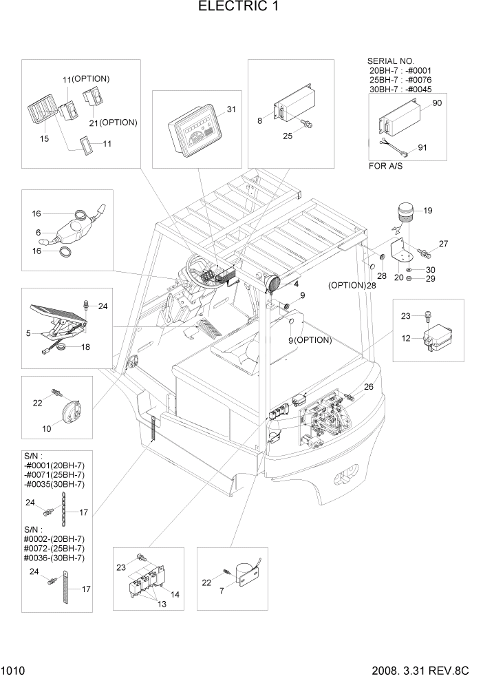 Схема запчастей Hyundai 20/25/30BH-7 - PAGE 1010 ELECTRIC ЭЛЕКТРИЧЕСКАЯ СИСТЕМА