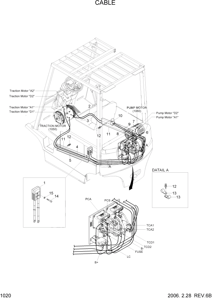 Схема запчастей Hyundai 20/25/30BH-7 - PAGE 1020 CABLE ЭЛЕКТРИЧЕСКАЯ СИСТЕМА