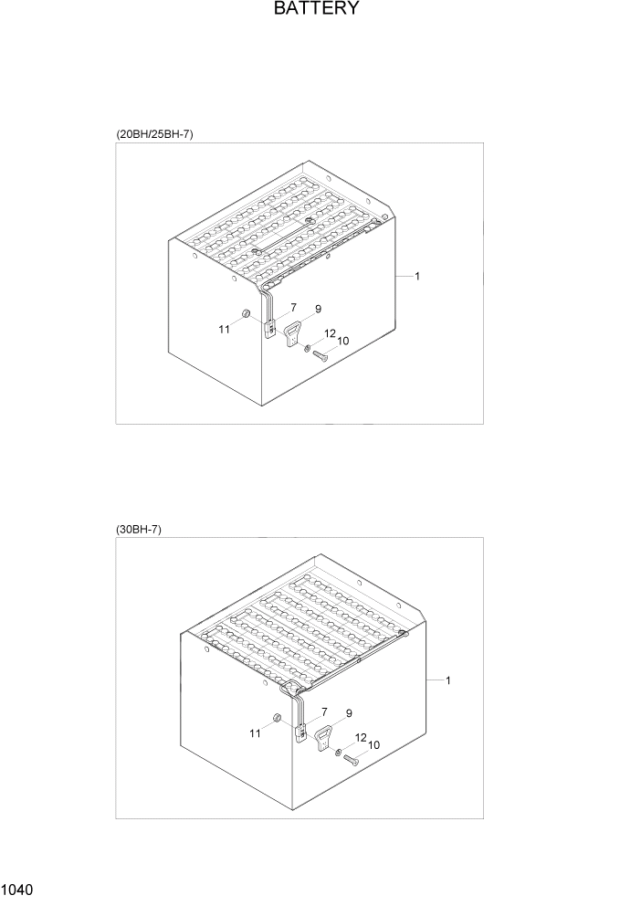 Схема запчастей Hyundai 20/25/30BH-7 - PAGE 1040 BATTERY ЭЛЕКТРИЧЕСКАЯ СИСТЕМА