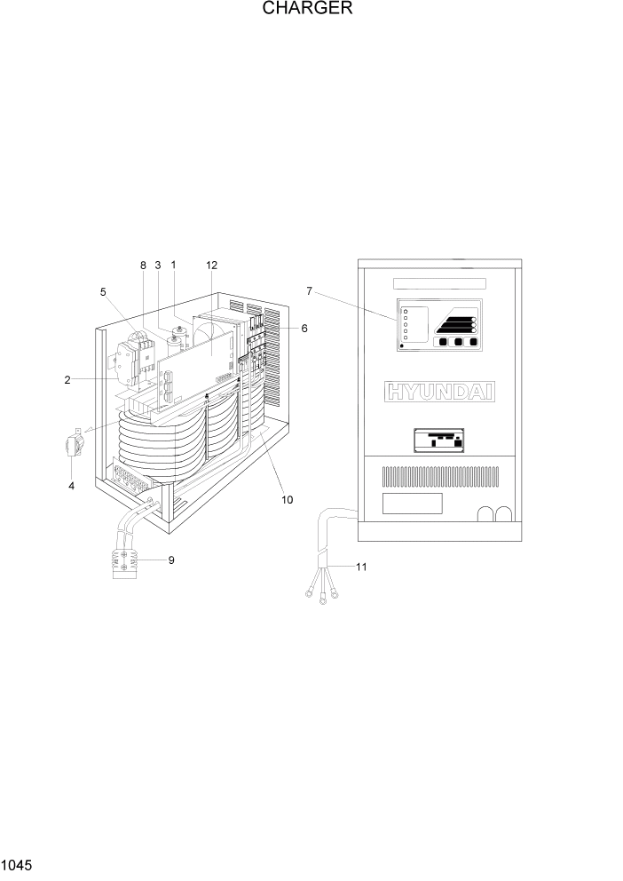 Схема запчастей Hyundai 20/25/30BH-7 - PAGE 1045 CHARGER ЭЛЕКТРИЧЕСКАЯ СИСТЕМА