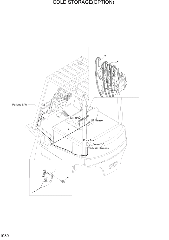 Схема запчастей Hyundai 20/25/30BH-7 - PAGE 1080 COLD STORAGE(OPTION) ЭЛЕКТРИЧЕСКАЯ СИСТЕМА