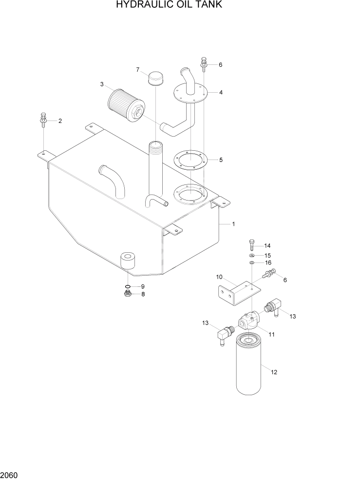 Схема запчастей Hyundai 20/25/30BH-7 - PAGE 2060 HYDRAULIC OIL TANK ГИДРАВЛИЧЕСКАЯ СИСТЕМА