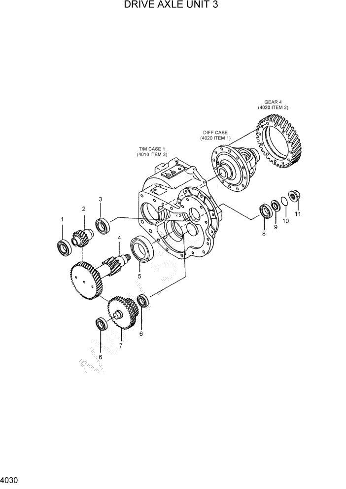 Схема запчастей Hyundai 20/25/30BH-7 - PAGE 4030 DRIVE AXLE UNIT 3 СИЛОВАЯ СИСТЕМА