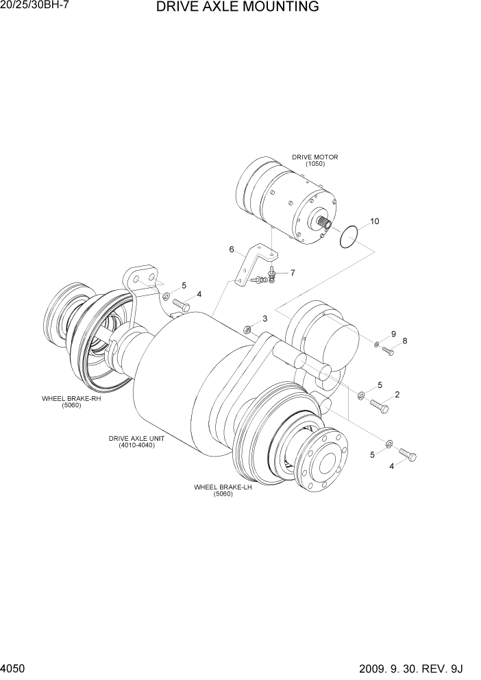 Схема запчастей Hyundai 20/25/30BH-7 - PAGE 4050 DRIVE AXLE MOUNTING СИЛОВАЯ СИСТЕМА