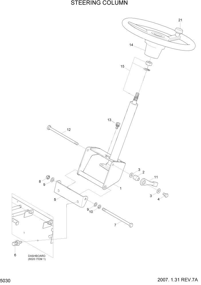 Схема запчастей Hyundai 20/25/30BH-7 - PAGE 5030 STEERING COLUMN РУЛЕВОЕ & СИСТЕМА УПРАВЛЕНИЯ