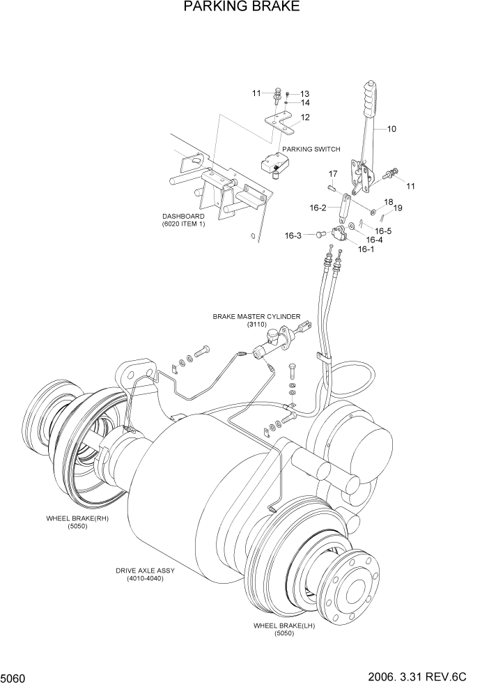 Схема запчастей Hyundai 20/25/30BH-7 - PAGE 5060 PARKING BRAKE РУЛЕВОЕ & СИСТЕМА УПРАВЛЕНИЯ