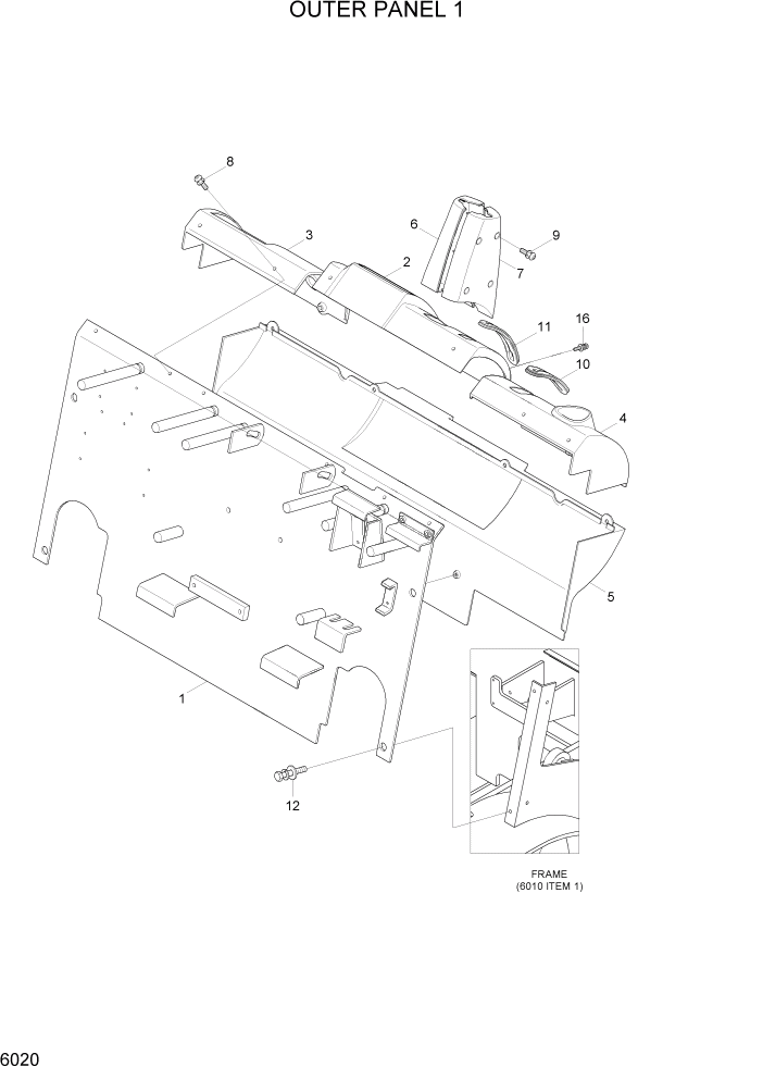 Схема запчастей Hyundai 20/25/30BH-7 - PAGE 6020 OUTER PANEL 1 СТРУКТУРА