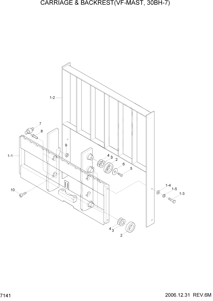 Схема запчастей Hyundai 20/25/30BH-7 - PAGE 7141 CARR BACKREST & FORK(VF-MAST,30BH-7) РАБОЧЕЕ ОБОРУДОВАНИЕ