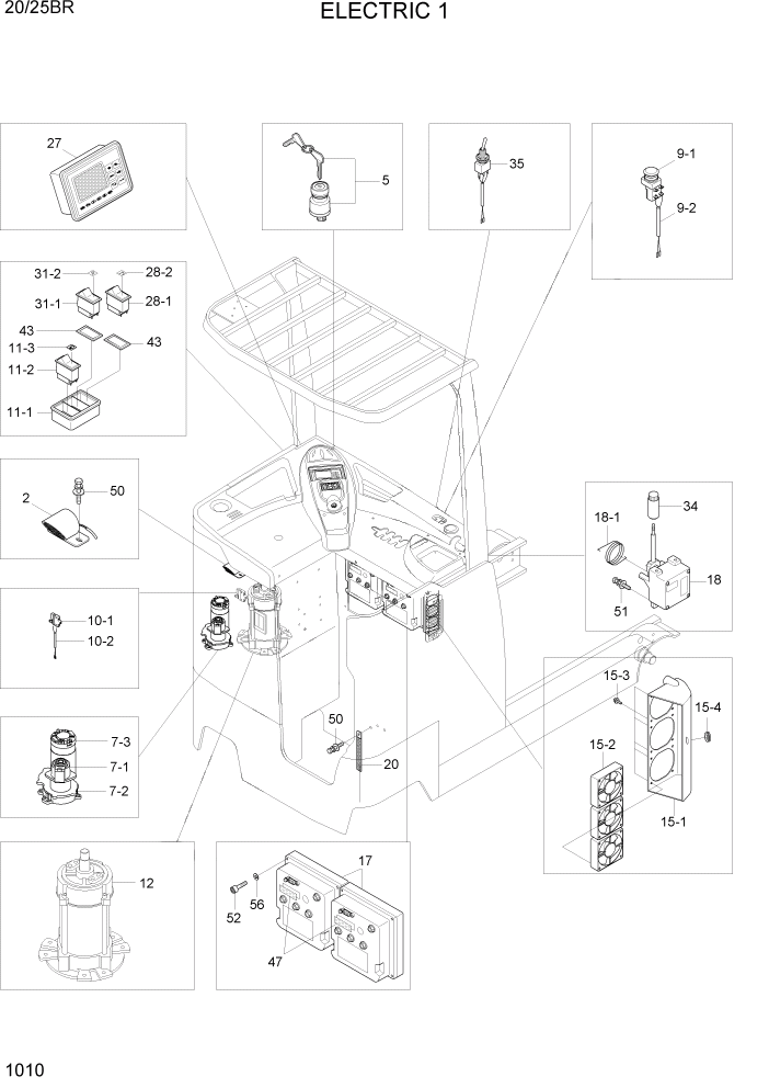 Схема запчастей Hyundai 20/25BR - PAGE 1010 ELECTRIC 1 ЭЛЕКТРИЧЕСКАЯ СИСТЕМА