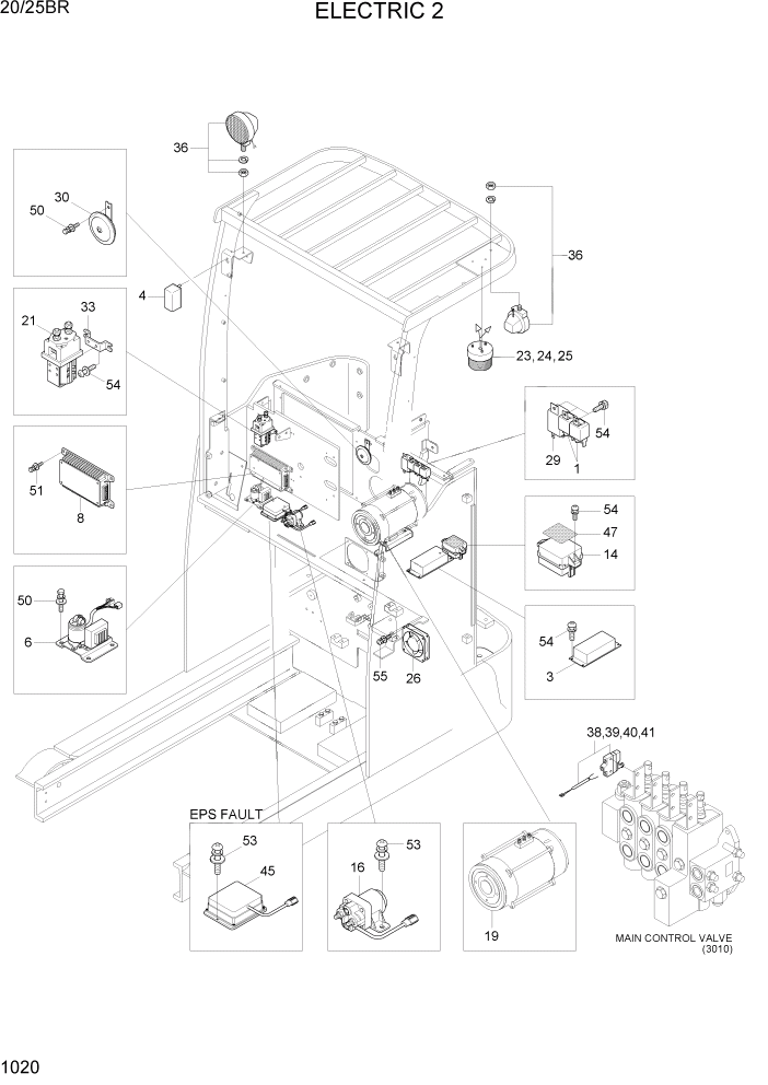 Схема запчастей Hyundai 20/25BR - PAGE 1020 ELECTRIC 2 ЭЛЕКТРИЧЕСКАЯ СИСТЕМА