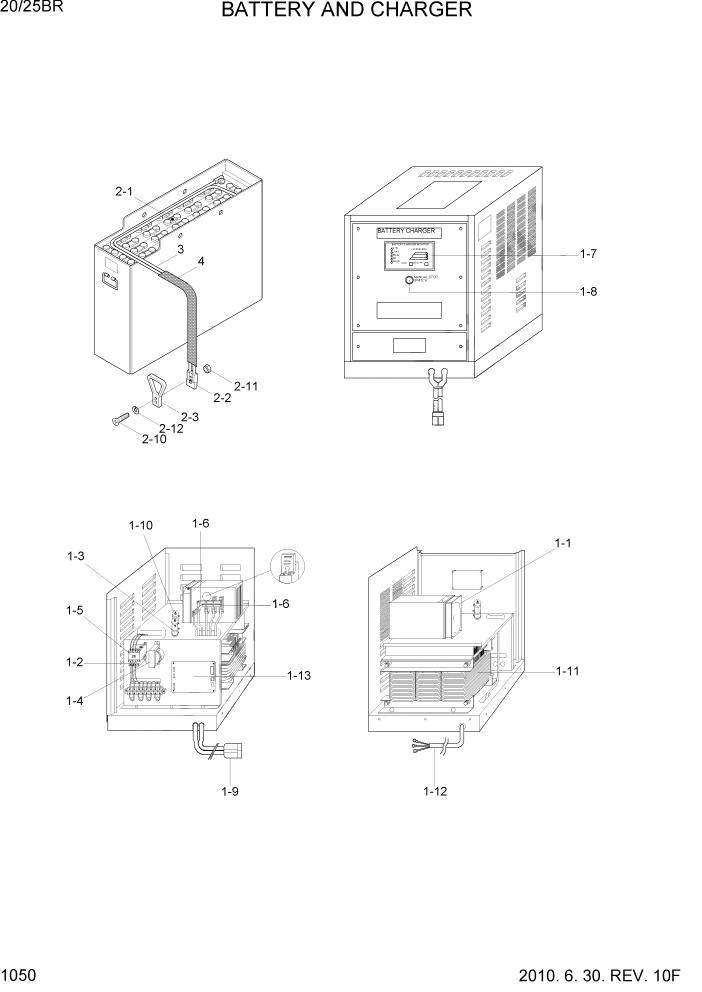Схема запчастей Hyundai 20/25BR - PAGE 1050 BATTERY AND CHARGER ЭЛЕКТРИЧЕСКАЯ СИСТЕМА
