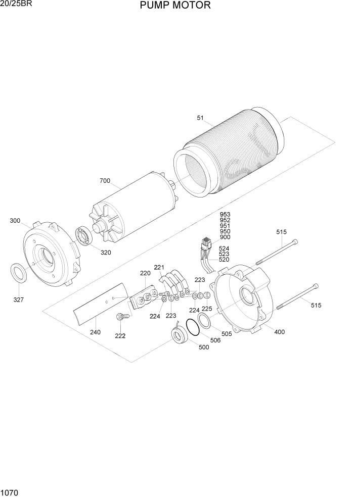 Схема запчастей Hyundai 20/25BR - PAGE 1070 PUMP MOTOR ЭЛЕКТРИЧЕСКАЯ СИСТЕМА