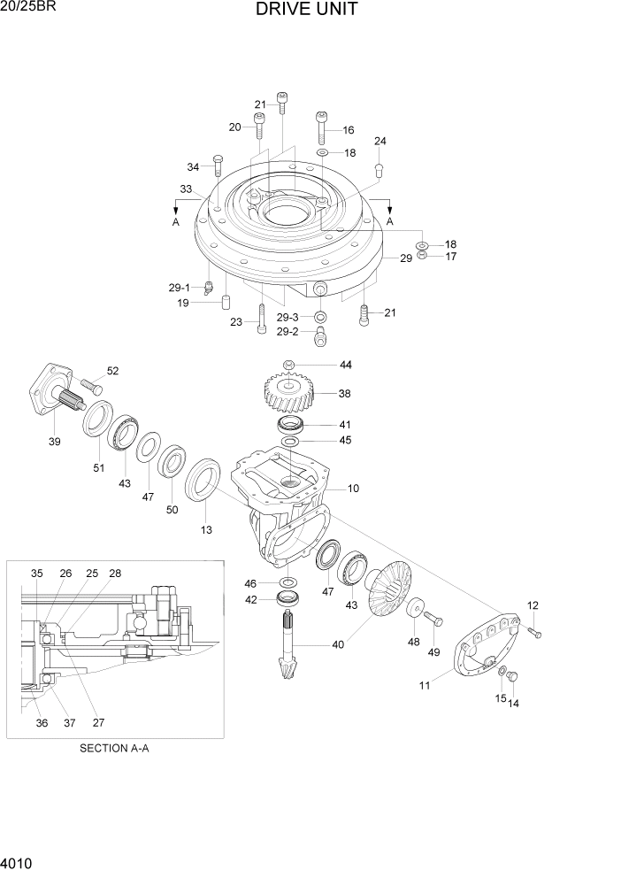 Схема запчастей Hyundai 20/25BR - PAGE 4010 DRIVE UNIT СИЛОВАЯ СИСТЕМА