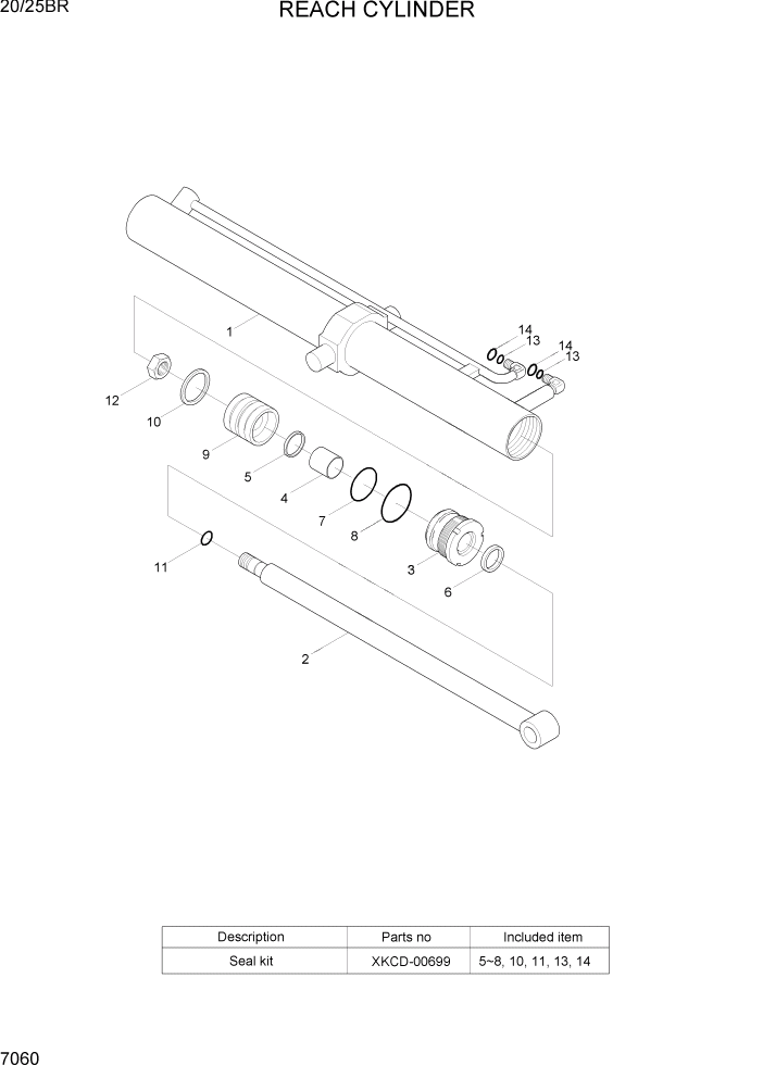 Схема запчастей Hyundai 20/25BR - PAGE 7060 REACH CYLINDER(V-MAST) РАБОЧЕЕ ОБОРУДОВАНИЕ