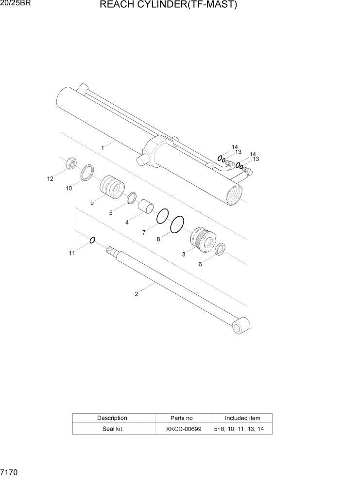 Схема запчастей Hyundai 20/25BR - PAGE 7170 REACH CYLINDER(TF-MAST) РАБОЧЕЕ ОБОРУДОВАНИЕ