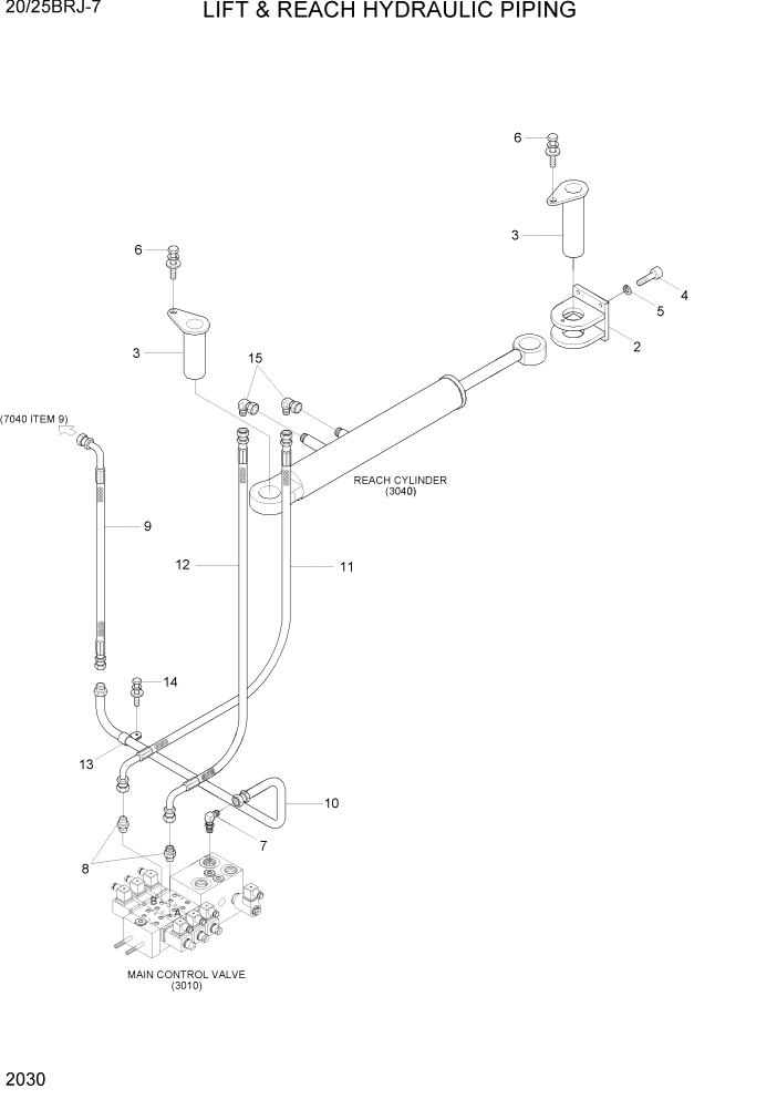 Схема запчастей Hyundai 20/25BRJ-7 - PAGE 2030 LIFT & REACH HYDRAULIC PIPING ГИДРАВЛИЧЕСКАЯ СИСТЕМА