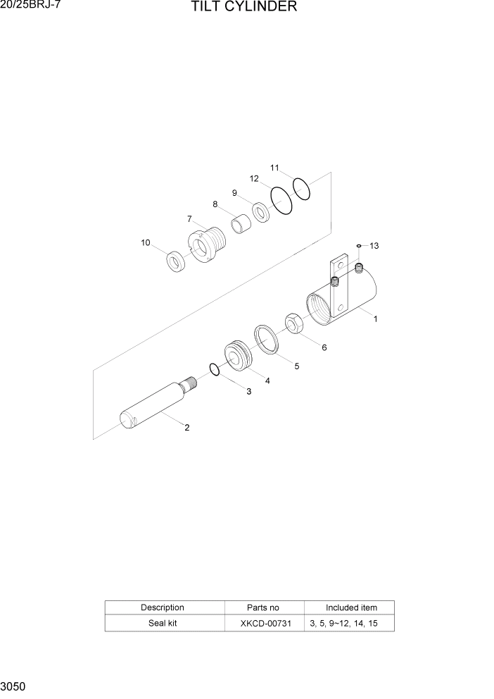 Схема запчастей Hyundai 20/25BRJ-7 - PAGE 3050 TILT CYLINDER ГИДРАВЛИЧЕСКИЕ КОМПОНЕНТЫ