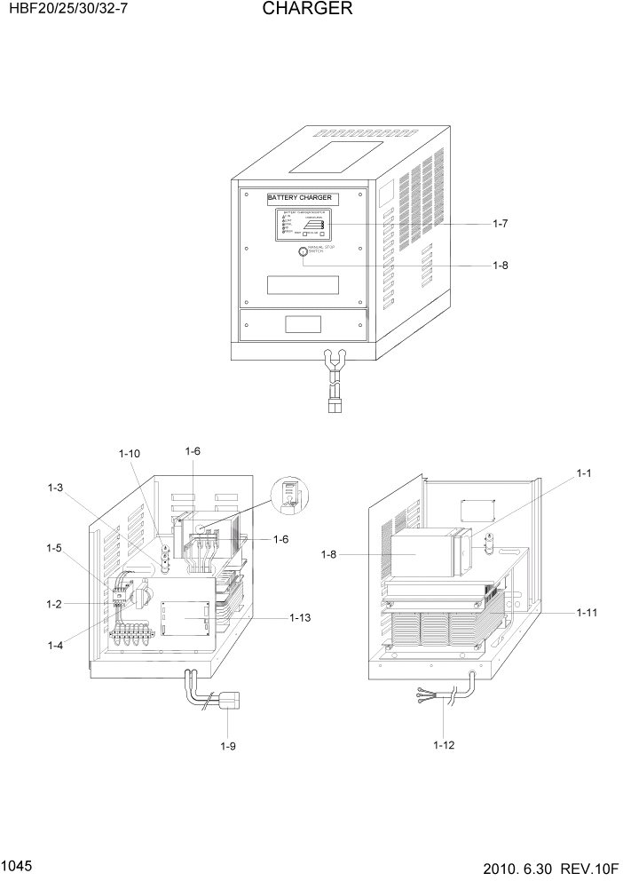 Схема запчастей Hyundai HBF20/HBF25/HBF30/HBF32/HBF20-7 - PAGE 1045 CHARGER ЭЛЕКТРИЧЕСКАЯ СИСТЕМА
