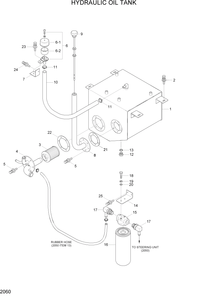 Схема запчастей Hyundai HBF20/HBF25/HBF30/HBF32/HBF20-7 - PAGE 2060 HYDRAULIC OIL TANK ГИДРАВЛИЧЕСКАЯ СИСТЕМА